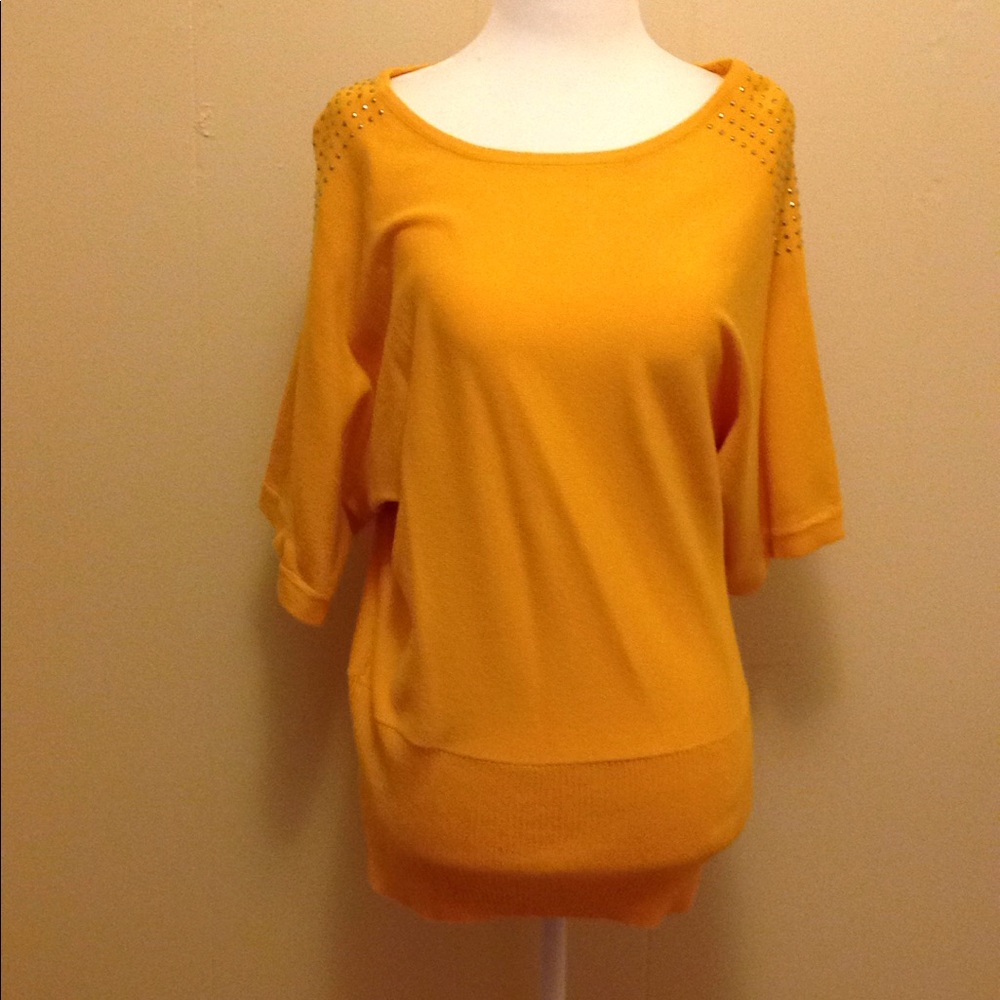New Directions studded shoulders sweater top.